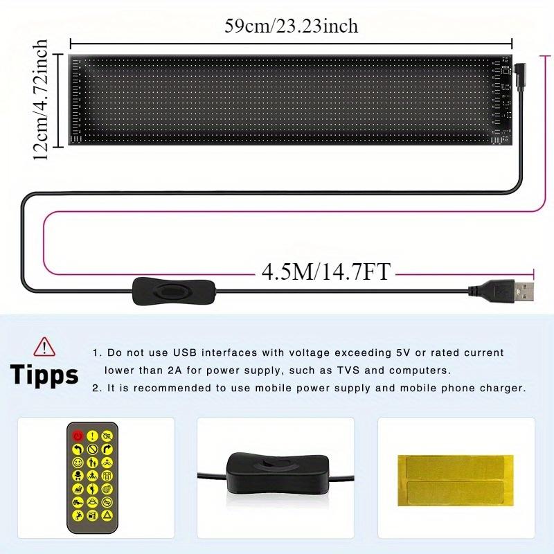 5V LED Matris Piksel Panel DIY RGB Aydınlatma Grafiti Kayan Metin Panosu, Ön ve Ön Cam Ekranı, Uzaktan Kumanda ve APP Kontrolü