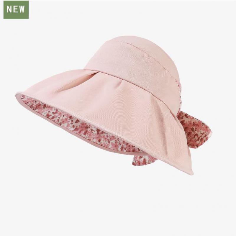 

Spring Summer Hats For Women Wide Brim Floral Bow Bucket Hat Foldable Fisherman Cap Sun Hat Uv Protection Sunscreen Sunhat Korea 56-58cm розовый