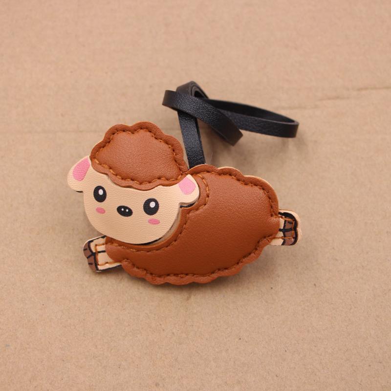 Cute Cartoon Sheep Shaped Bag Charm Waterproof PU Leather Pendant for Backpacks Handbags Keys Party Decor Accessory
