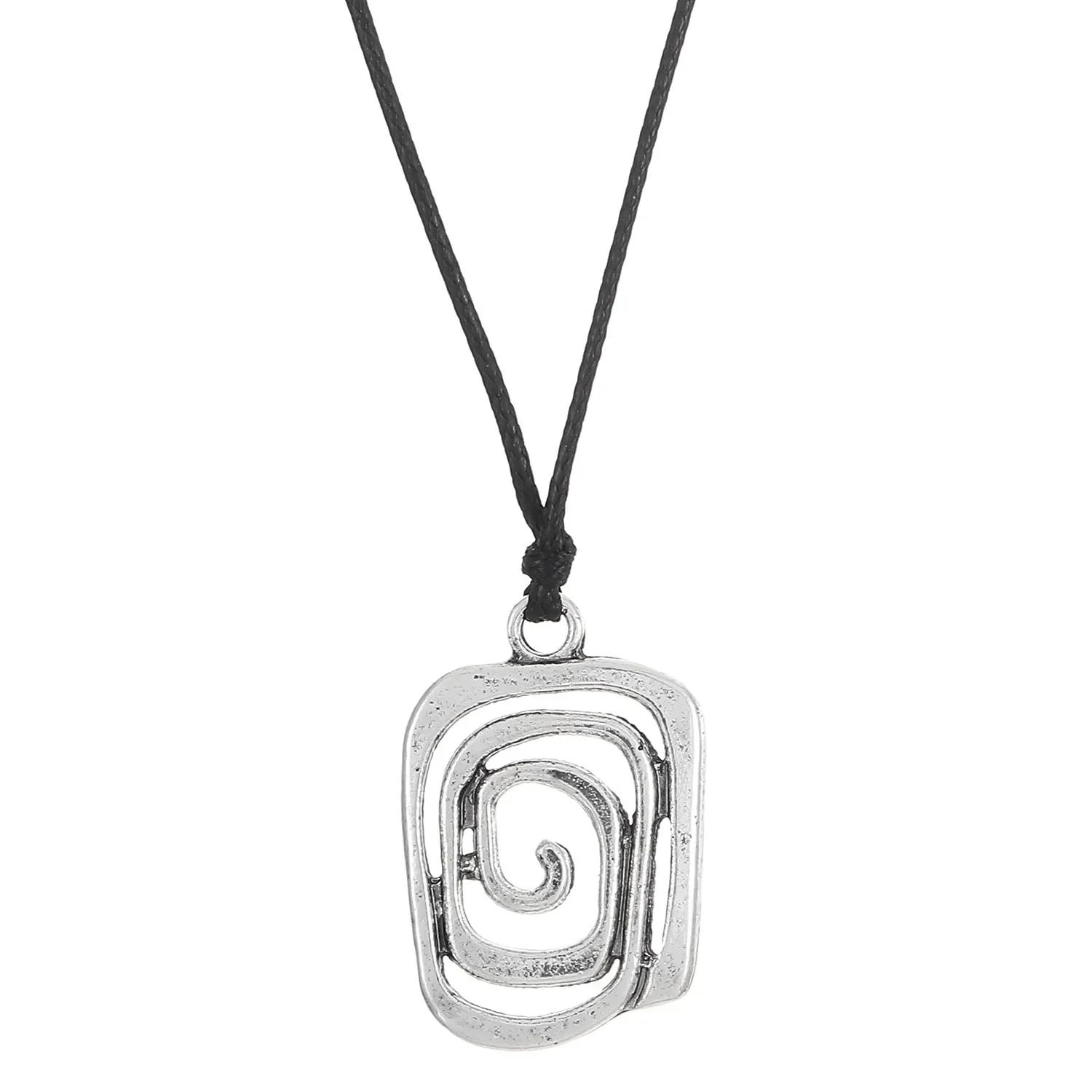 

Hip Hop Rock Fashion Vortex Pendant Vintage Handwork Leather Rope Couple Pendant Necklace for Women Men Jewelry Accessories Gift