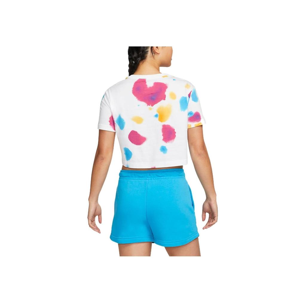 Nike Logo Print Short Sleeve Crop Top T-Shirt Women Tops White DQ3152-100