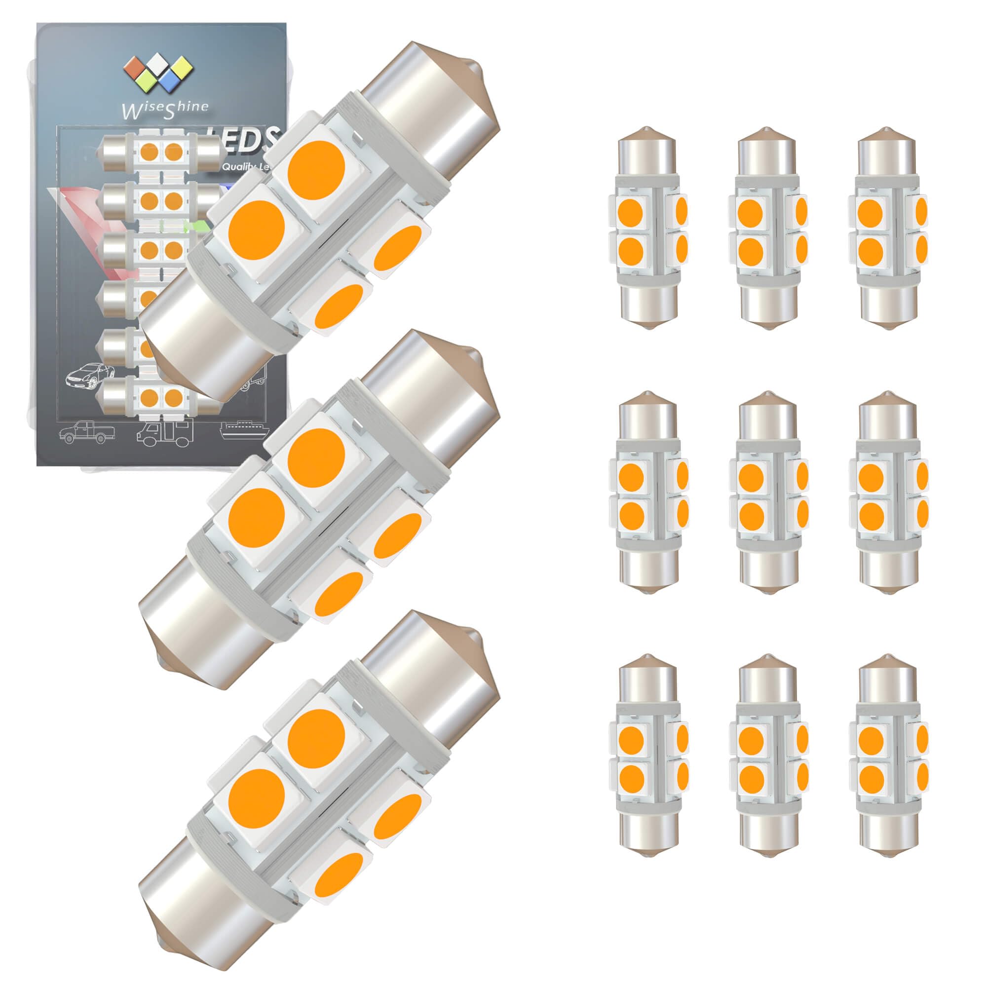 WiseShine DC 12V 31mm Led Room Lamp Golden Yellow Festoon 31mm 12V 12PCS жёлтый