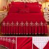 European Lace Bed Skirt Quilted Thickening Bed Sheets Luxury Bedding Bedspreads Princess Lace Bed Sheet Bed Covers Pillowcase Full/Queen/King