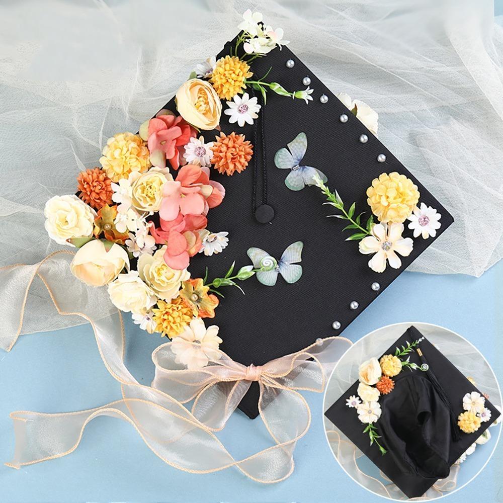 Doctor DIY Flowers Graduation Cap Master Trencher Cap Material Package Graduation Season