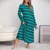 Women's Plus Size Dress Loose Casual Retro Long Stripe Dress