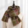 Double-sided plaid scarf women's winter 2025 Christmas imitation cashmere fringed shawl women's warm scarf