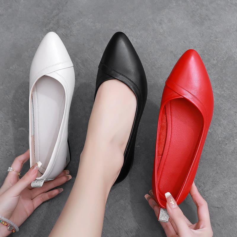 GKTINOO Genuine Leather Pumps Comfort Office Lady Shoes Female 2025 Spring Autumn Pointed Toe Low Heel Soft Women's Work Shoes