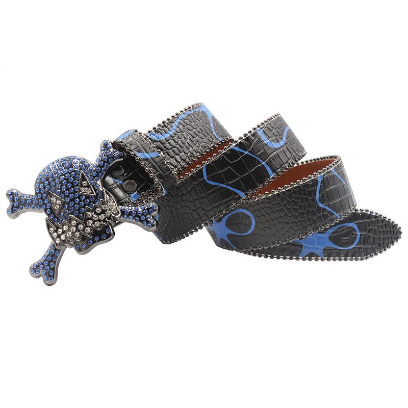 Guangzhou Rhinestone Belt Men'S And Women'S Belts Handmade Hip Hop Punk Personality Fashion Trend Belt Direct Sales