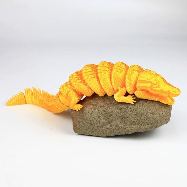 3D Printed Crocodile Toy Movable Joints Simulation Animal Figurine Desktop Ornament Creative Craft Kids Birthday Gift Home Decor