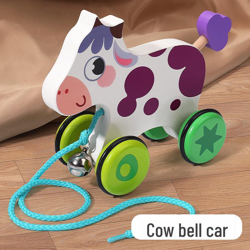 Wooden Pull-Along Cartoon Animal Walker for Toddlers