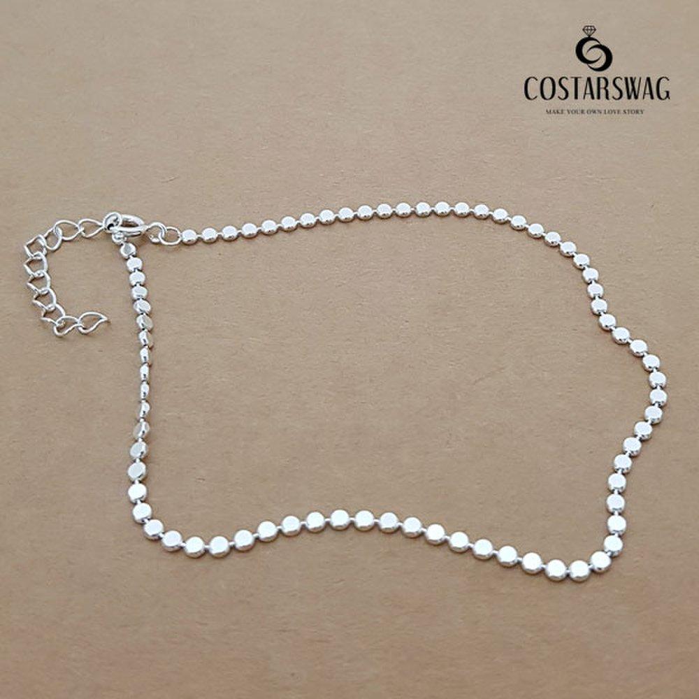 Genuine 925 Silver Flat Ball Chain Silver Anklet