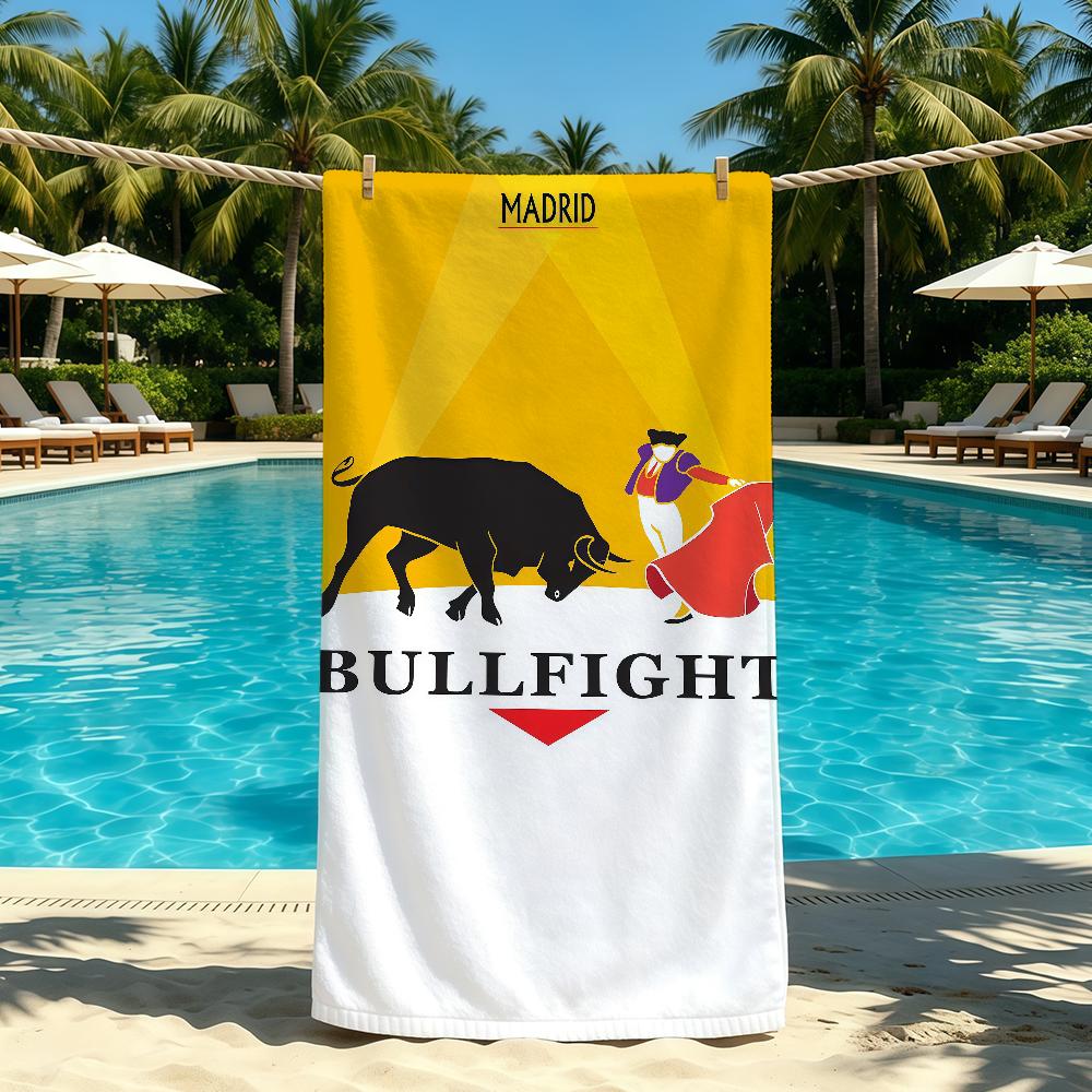Bullfighting Spanish Towel For Outdoor Camping Beach Towel Super Absorbent Quick-Drying Summer Towel