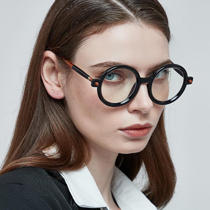 Unisex Anti Blue Light Computer Glasses Round Coarse Framed Glasses Women Men Fashion Large Frame Eyewear