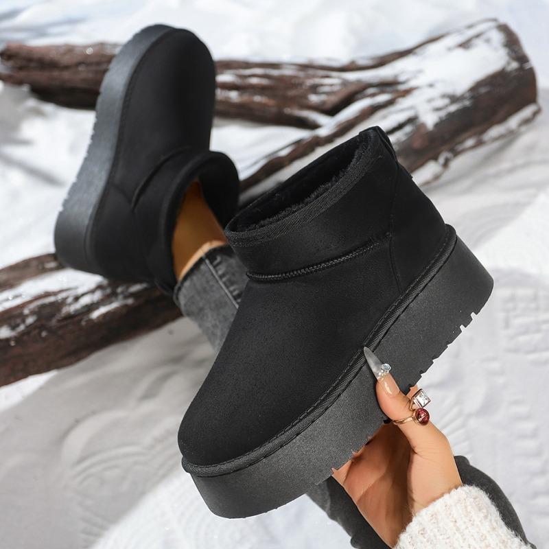 Mote 2025 NY Hot Selling Vinter Dame Korte Plysj Varm Snøstøvler Mote Flats Plattform Damesko Casual Nye Ankelstøvletter