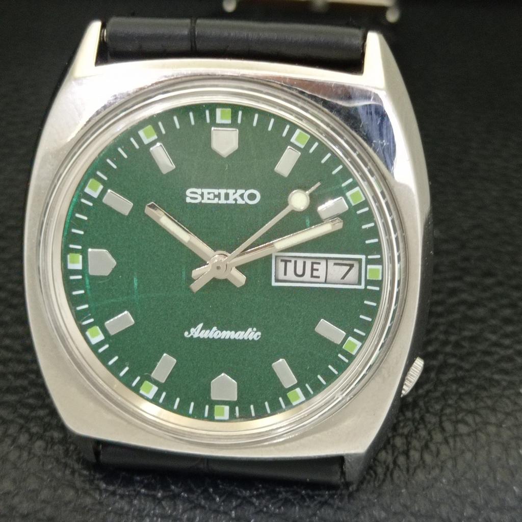 Seiko AUTOMATIC 6309A JAPAN MENS VINTAGE GREEN COLOR DIAL WATCH A701582-5 R206b-a701582