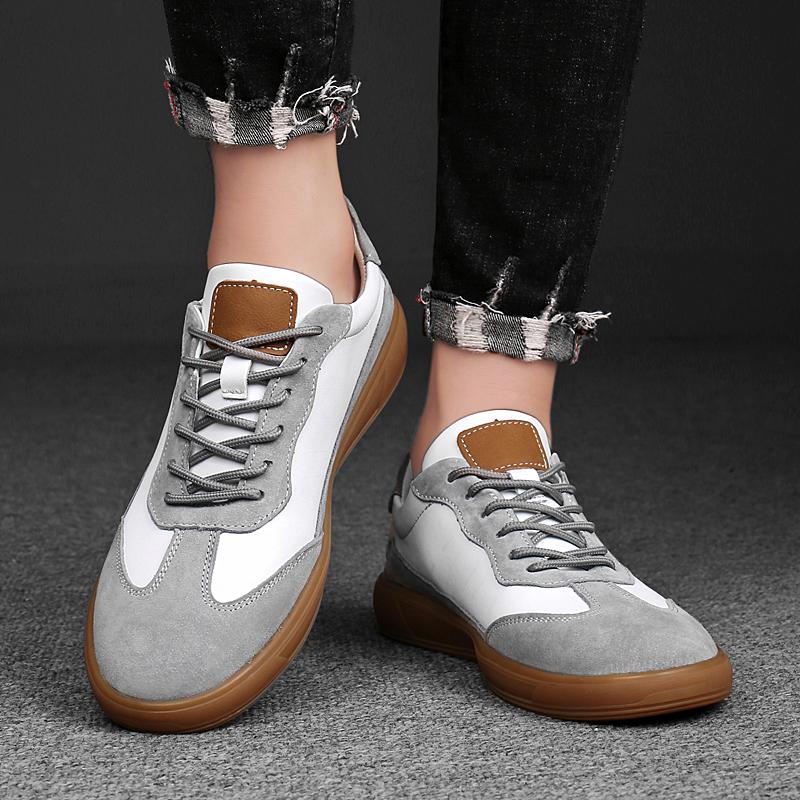 Mode Neue Herren Klassische Vulkanisierte Schuhe Echtes Leder Herren Freizeitschuhe Hohe Qualität Schnürschuhe Skate Schuhe Herren Allround Herren Flats