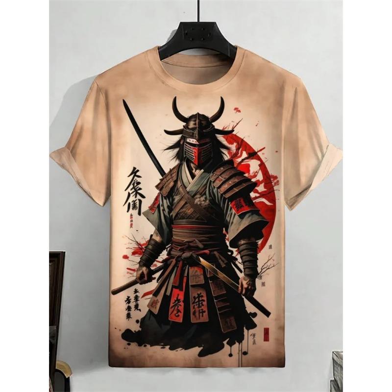 Japonská grafická trička Ukiyo-e pro muže Módní trend Krátký rukáv 3D tištěná Letní trička Cool Streetwear Harajuku Trička