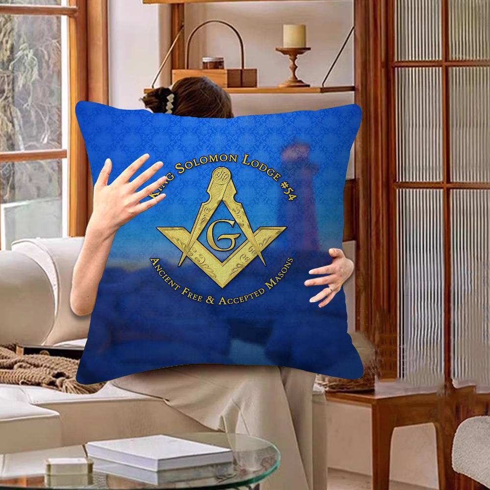 Masonic Lodge Freemasonry Logo Cushion Cover Polyester Sofa Cushions Decorative Throw Pillows Home Decoration Pillowcover