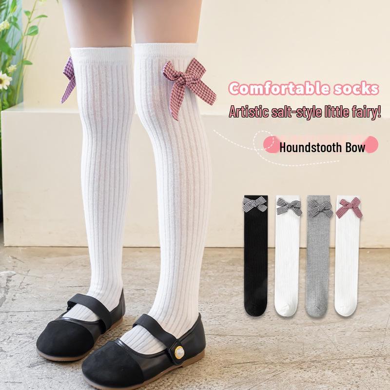 Children's Bow Princess Long Socks - Mid-Calf, Over-the-Knee, Autumn/Winter