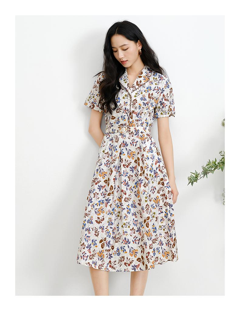 JUZUI Retro Countryside Floral 100% Cotton Dress for Women 2025 Summer Collection