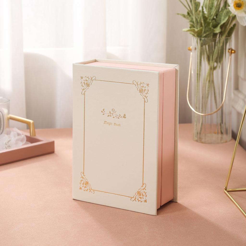 Magnetic Book-Shaped Jewelry Box Flip-Top Organizer with Velvet Lining Earrings Necklaces Rings Elegant Storage Case for Women