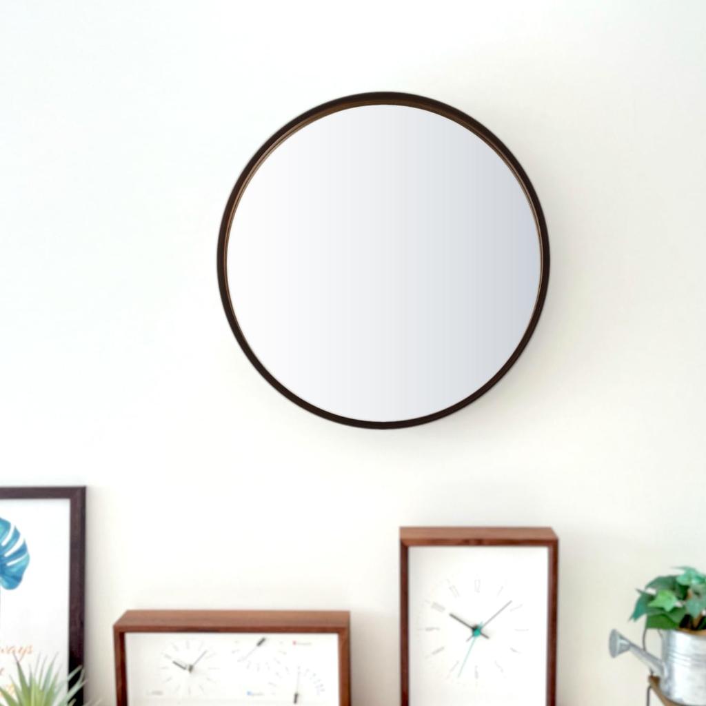 KATOMOKU Plywood Mirror Brown Mirror Diameter km-91BR Wall-mounted 36.2cm