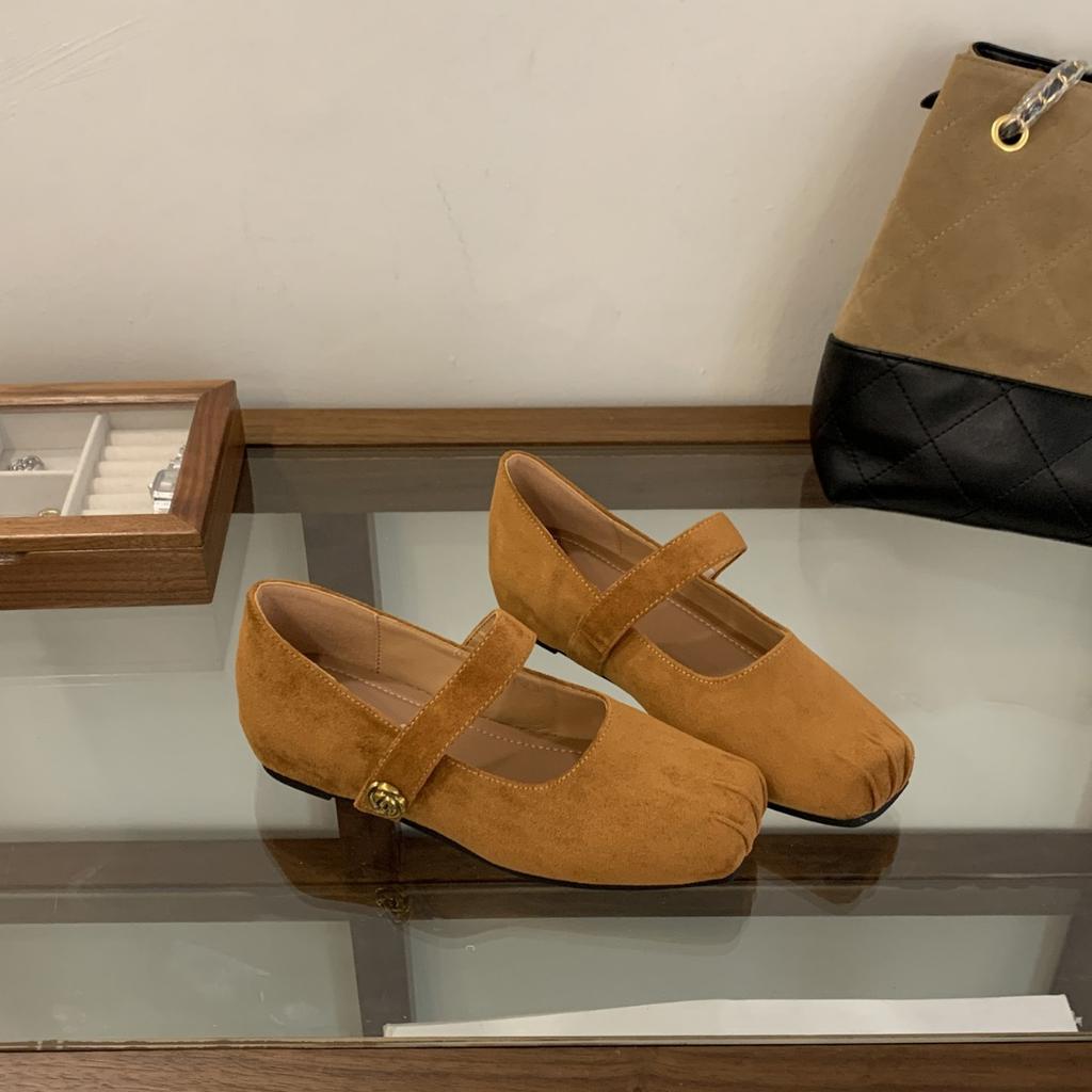 French wear inner height increase camellia evening shoes single shoes women's shoes 2025 autumn not tired feet suede commuter shoes