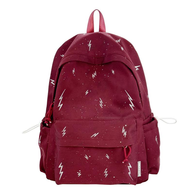 

Stylish Printed Backpack with Lightning Pattern for Students and Travelers Durable Canvas School Bag with Front Pocket and Side Pockets красный