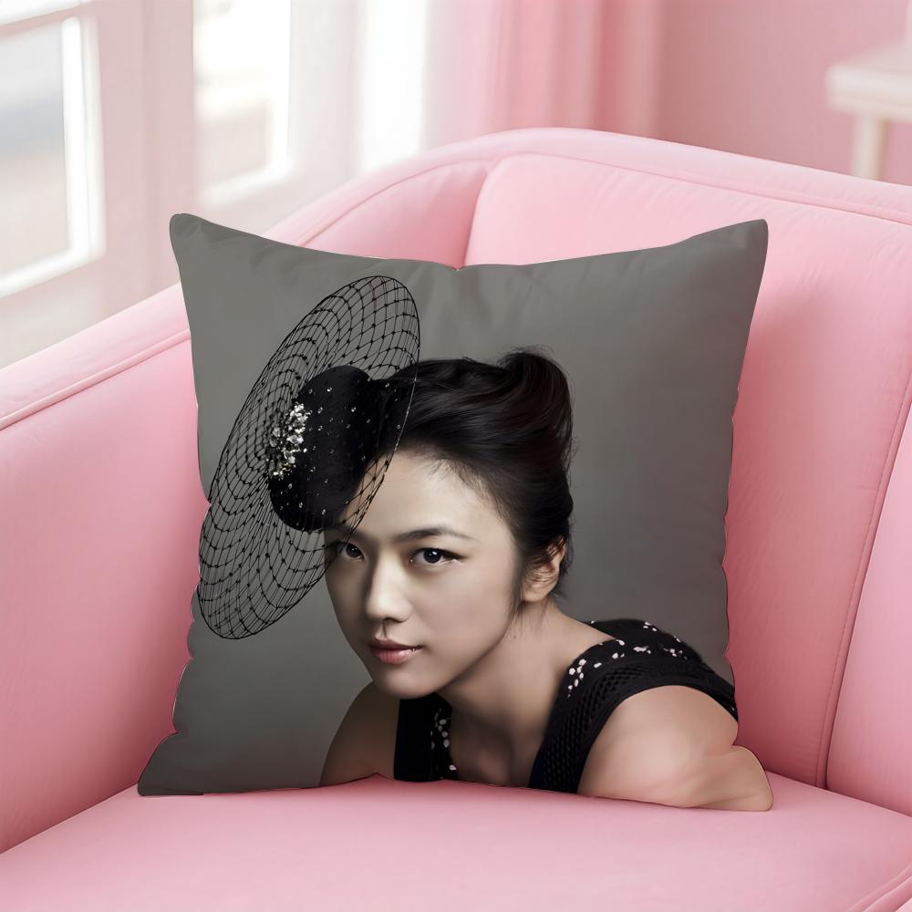 Elegant Beautiful Actress TTang Wei Cushion Cover Pillowcase Short Plush Invisible zipper Room Sofa Cushion Cover