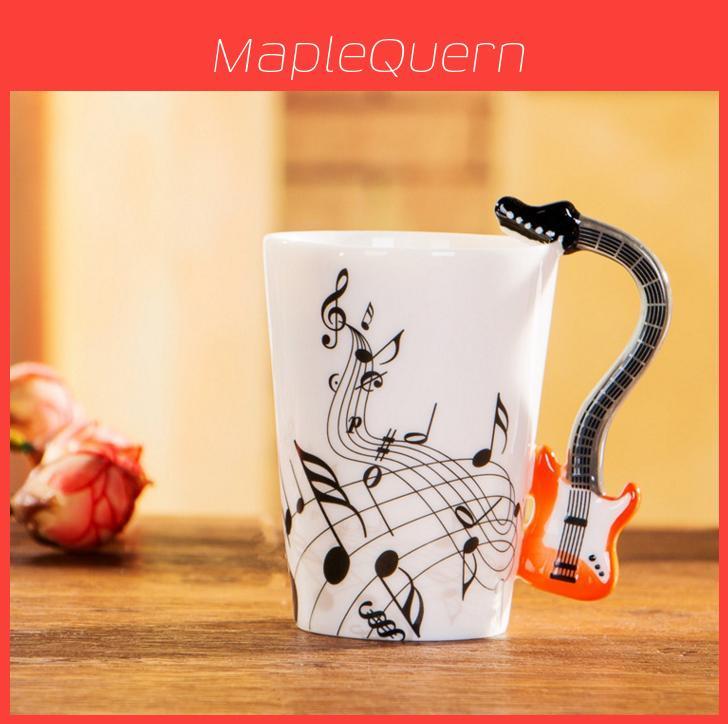 Mug Novelty Music Guitar Ceramic Cup Personality Music Note Milk Juice Lemon Mug Coffee Tea Cup