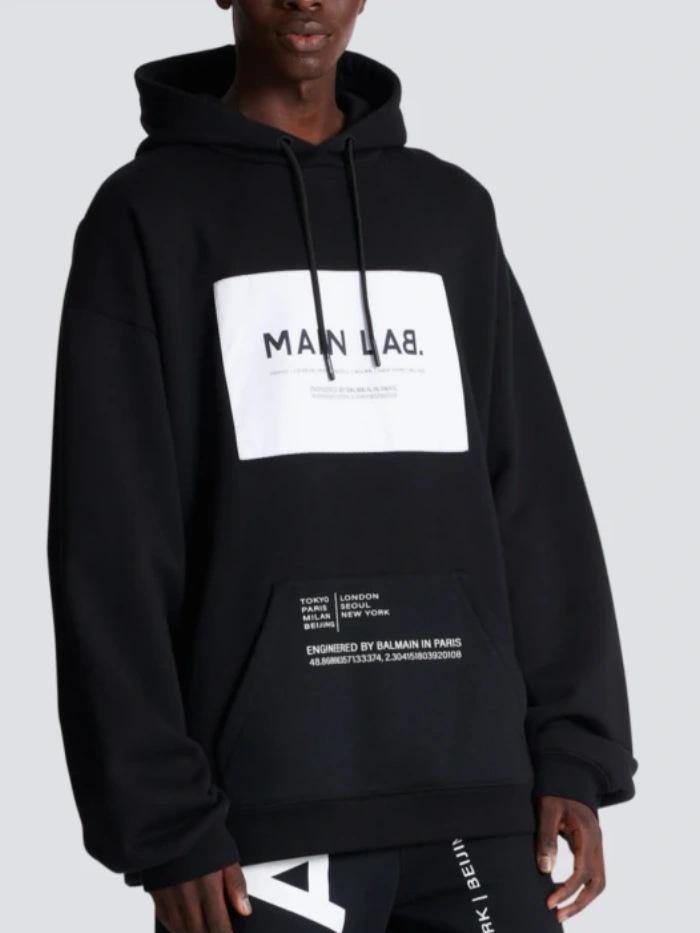 Balmain FW25 Men's Hooded Sweatshirt - Loose Fit, Letter Print