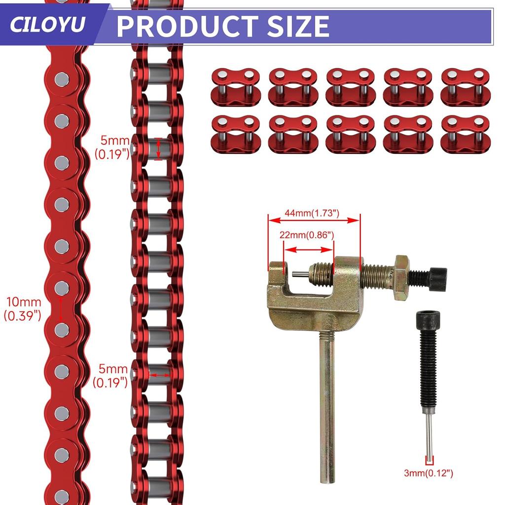 35 Go Kart Roller Chain 4 Feet Replacement For Go Cart Mini Bike ATV Pit Dirt Bike Motorcycle Bicycle With #35 Chain Master Links Powersports