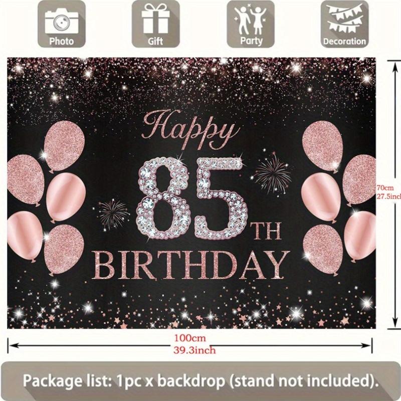 85-year-old rose gold birthday party banner, suitable for indoor and outdoor birthday background decoration