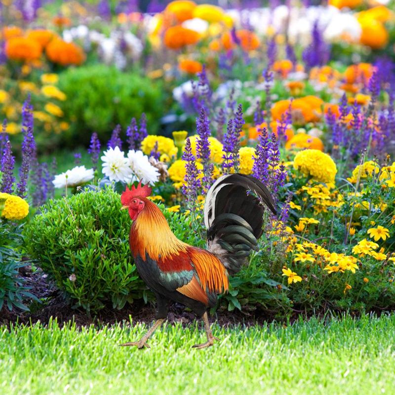 Garden Rooster Statue 2D Acrylic Chicken Sculpture For Yard Decor Garden Figurines Flat Acrylic Rooster Decor Garden Statue