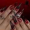 Halloween Press On Nails Almond Fake Nails Spider Acrylic Nails Glossy False Nails Stick On Nails Full Cover Fake Nails