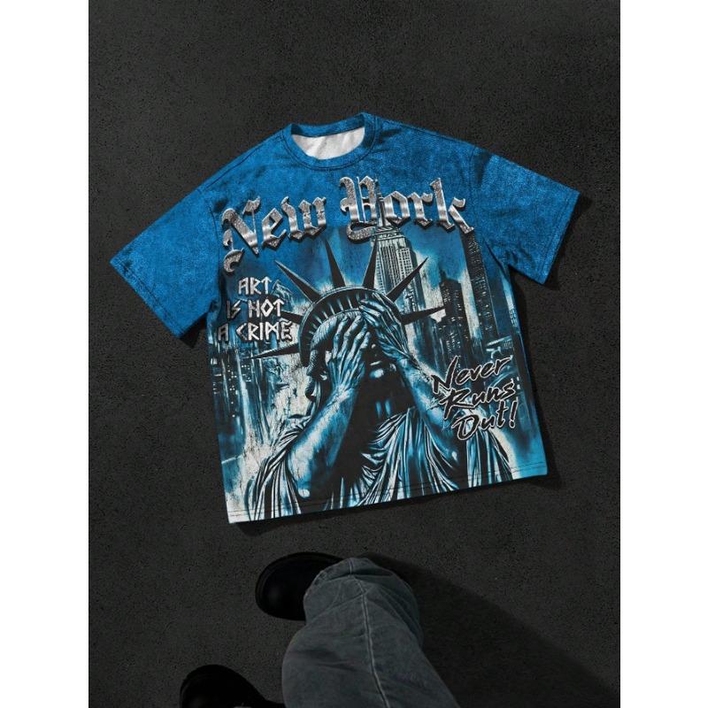 The  summer new men's T-shirt features a casual fashionable comfortable soft and breathable  pattern print