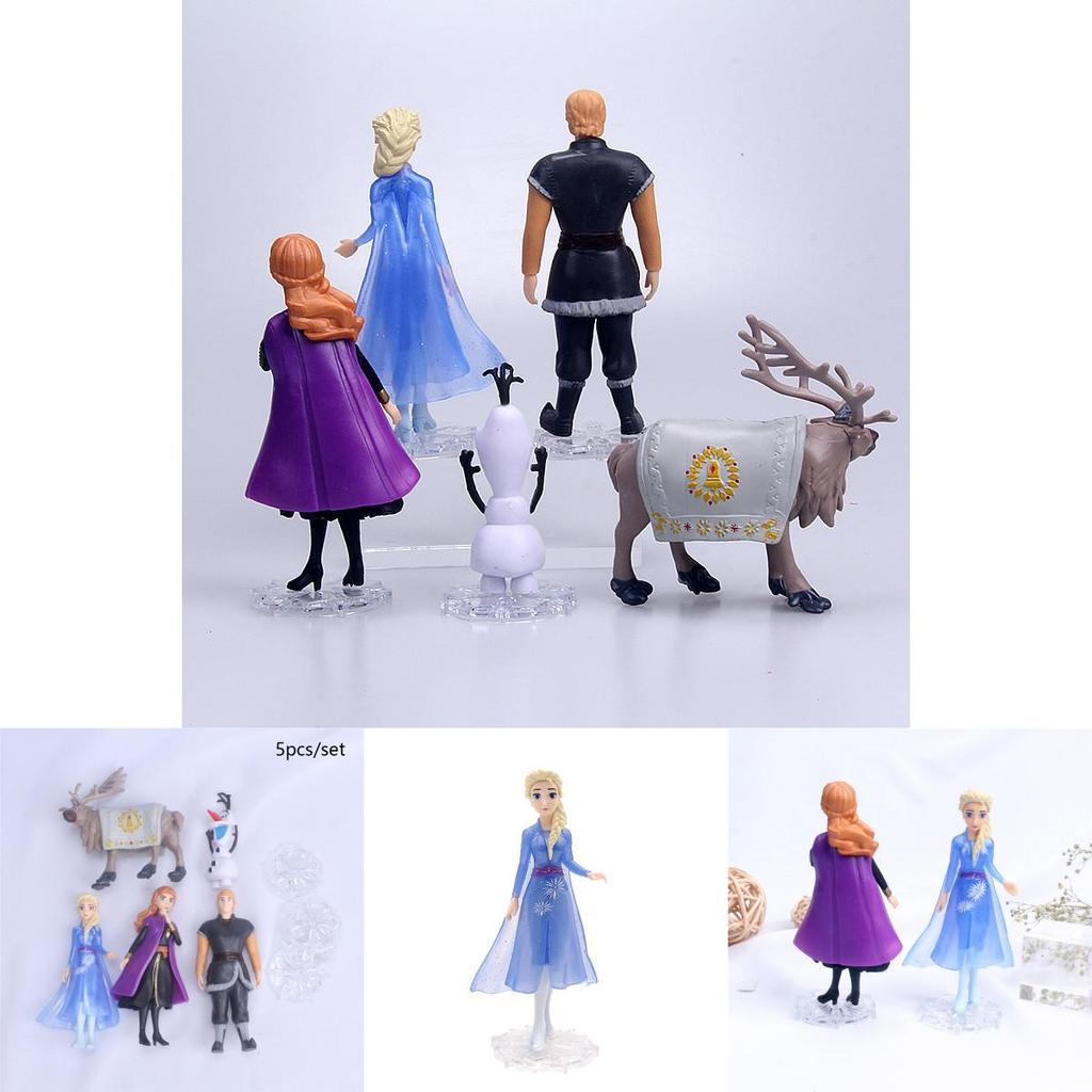 Enchanting 5pcs Snow Queen Anna Elsa Frozen 2 Olaf Sven Kristoff Action Figures Set