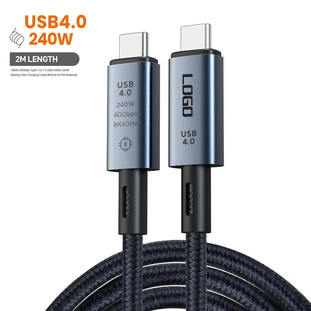 USB4.0 40Gbps Type C to C Cable USB4.0 240W Blazing-Fast Charging Cable 8K60Hz for PS5 Nintendo Switch Galaxy S22 MacBook Pro