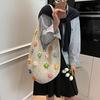Yogodlns Summer Commuting Woven Bag for Women Single Armpit Bag, Fashion Large Capacity Tote Bag, Beach Floral Hollow Handbag Shoulder Bag