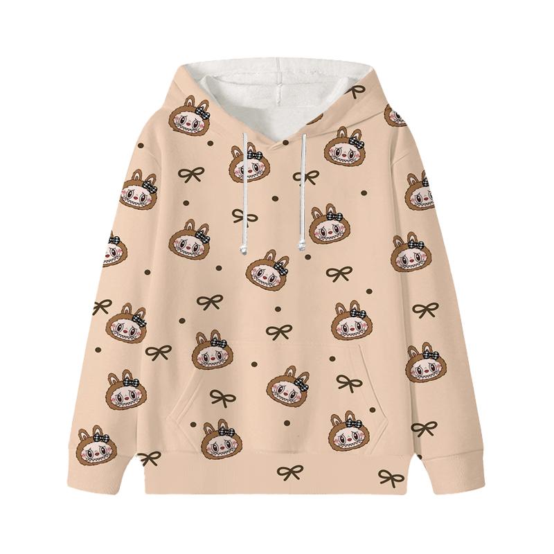 Labubu Printed Kids Long Sleeve Anime Boys Girls Hoodies Autumn Casual Clothes Thin Coat Children Cartoon Jackets Gifts
