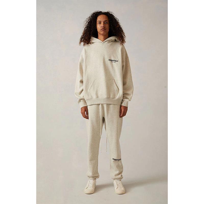 2022 Trendy Brand Essentials Black Flocking Hooded Sweatshirt with Front & Back Design