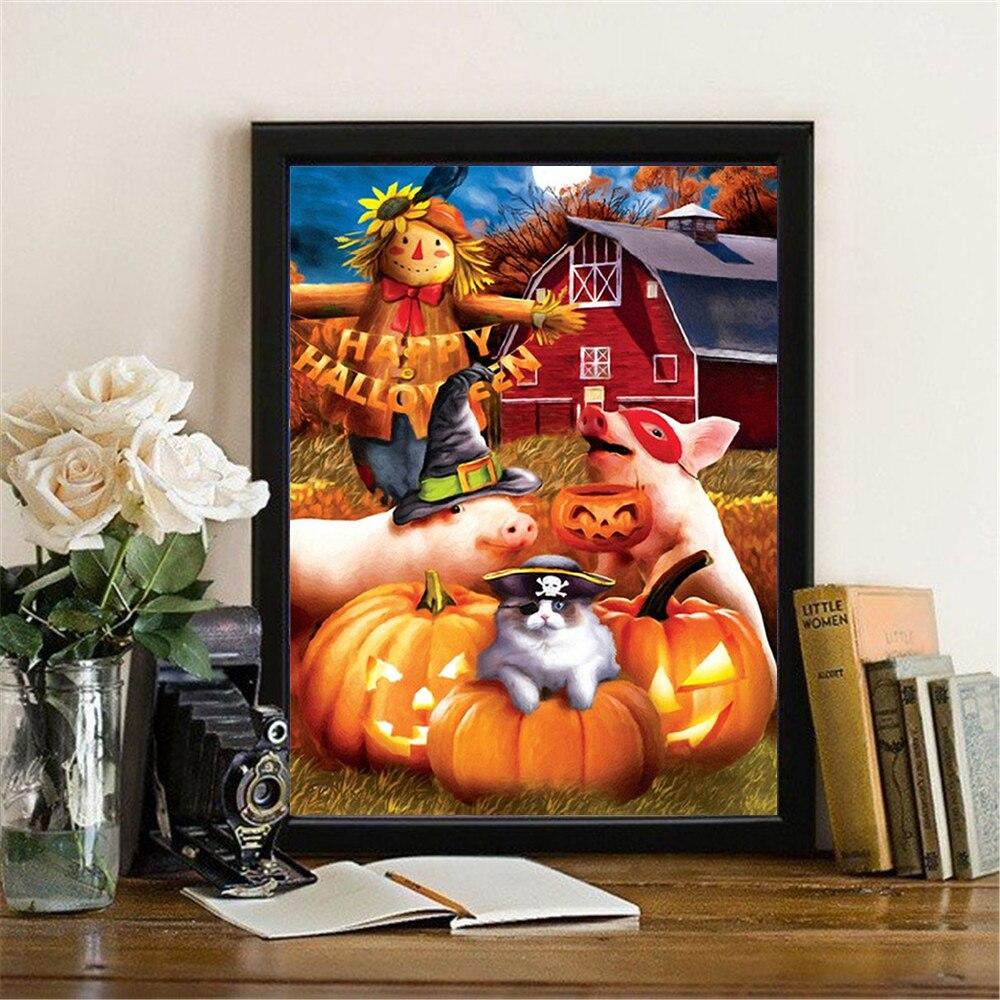 Diamond Painting 5D Halloween Diamond Embroidery Cross Stitch Pig Mosaic Animal Handmade Gift Wall Art