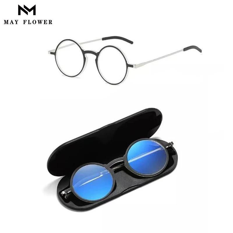 

May Flower Frame Female Grade Glasses Anti-blue Light Men s Reading Glasses With Case Eyeglasses Frame Women s óculos de grau +4 +200 красный