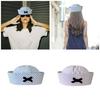 Cappello da Marinaio a Cupola con Fiocco Cappello per Travestimenti Uniforme JK Cappello Moda Cappello a Strisce con Fiocco
