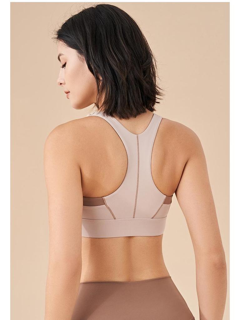 Women's High Impact Front Zip Sports Bra - Summer Shockproof, Stylish Back, Supportive for Running & Yoga