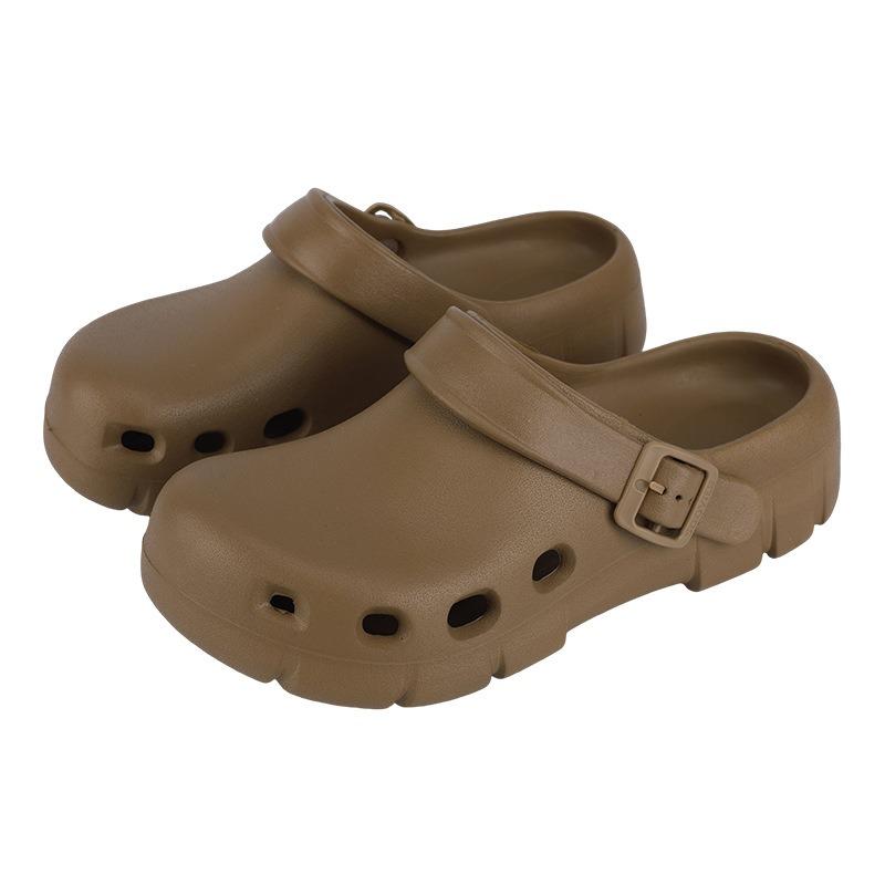 Warme Kante Lochschuhe weiche Sohle rutschfest Boken Hausschuhe Taschenkopf Strandschuhe zwei Tragevarianten Taschenkopf Antikollisionssandalen Damen Sommer