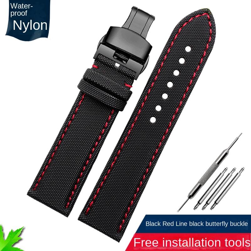 Fiber Nylon Leather Watchband For Tudor Mido Tag Heuer Citizen Seiko Huawei Male Canvas Watch Strap Waterproof 20 21mm 22mm 23mm