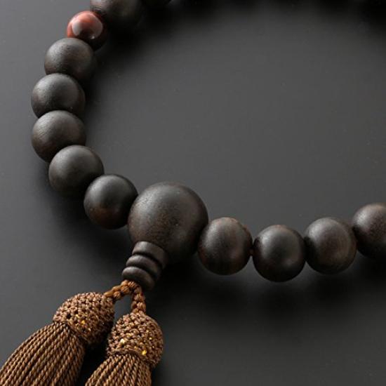 Buddhist Altar Prayer Beads for Pure Ebony 2 Heavenly Red Eye Tailoring Bag Kyoto Prayer Beads Can be used by all sects [Kyoto Hayashi] Men, Silk,