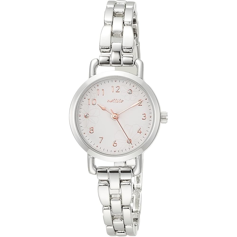 Fieldwork Fine Analog Watch Nickel-Free Metal Band Floral Design Women s Silver