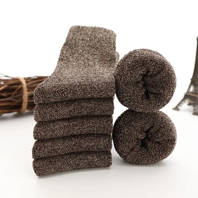 1/5/10pairs Women Winter Warm Socks Merino Wool Men Super Thicker Solid Against Cold Thermal Plush Soft Thick Snow Terry Socks